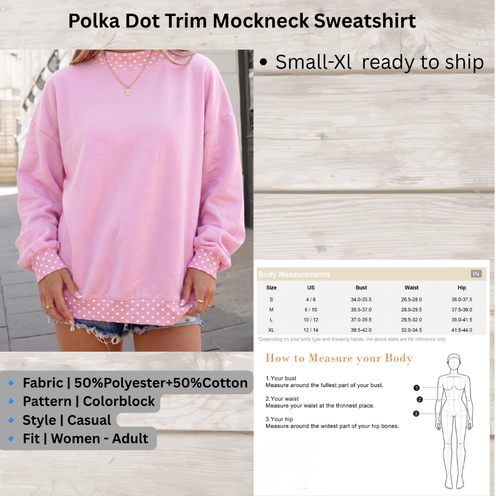 Polka Dot Trim Mockneck Sweatshirt (PREORDER)