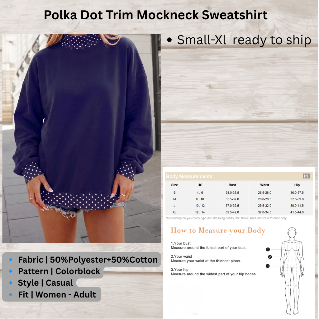 Polka Dot Trim Mockneck Sweatshirt (PREORDER)