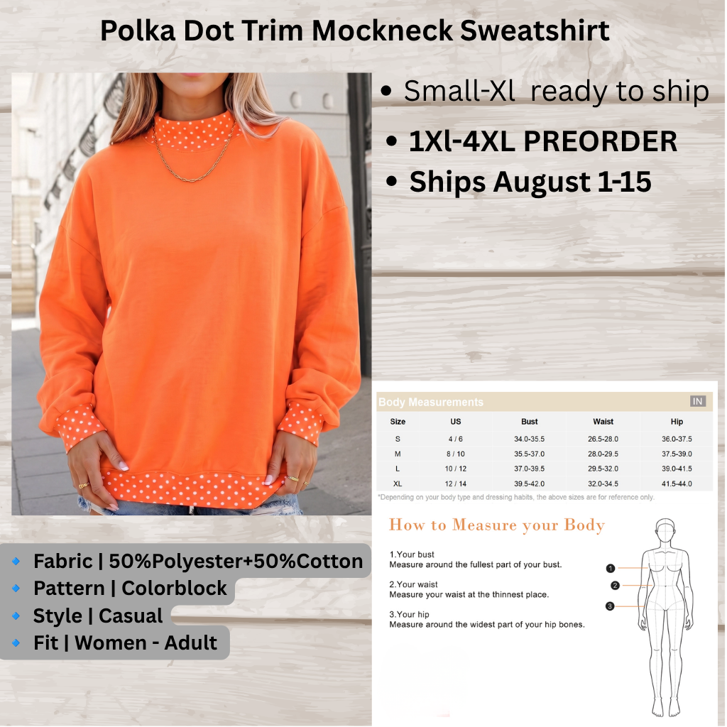 Polka Dot Trim Mockneck Sweatshirt (PREORDER)